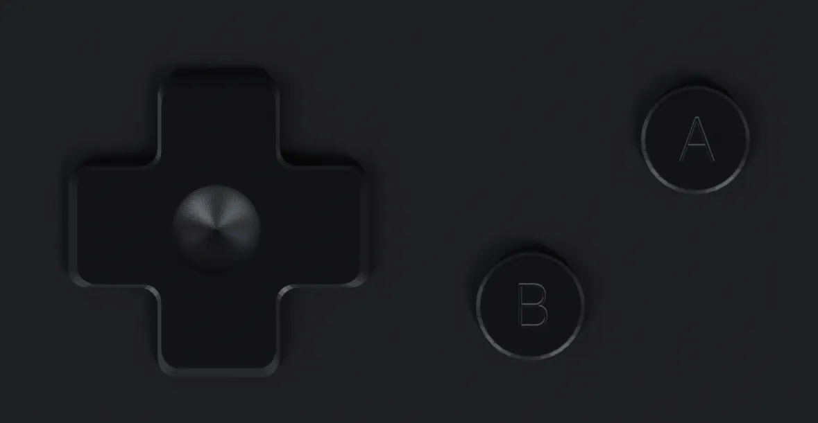 A render of the d-pad, A, and B buttons with bump maps applied.