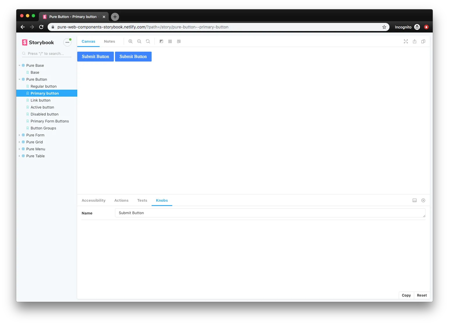 Example of knobs in action