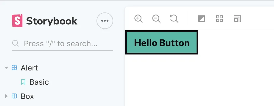 Screenshot of my customized Chakra button in Storybook