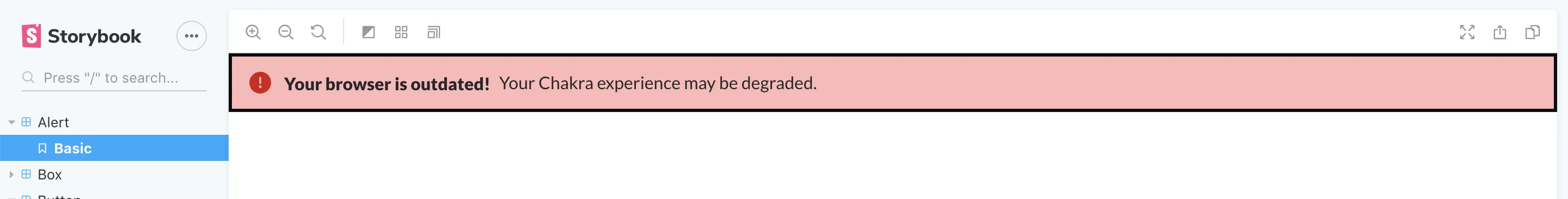 Screenshot of the Chakra Alert component in Storybook