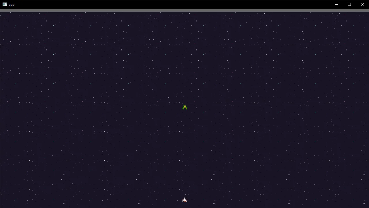 Same as last image, but the player and enemy ship are now visible in scene.