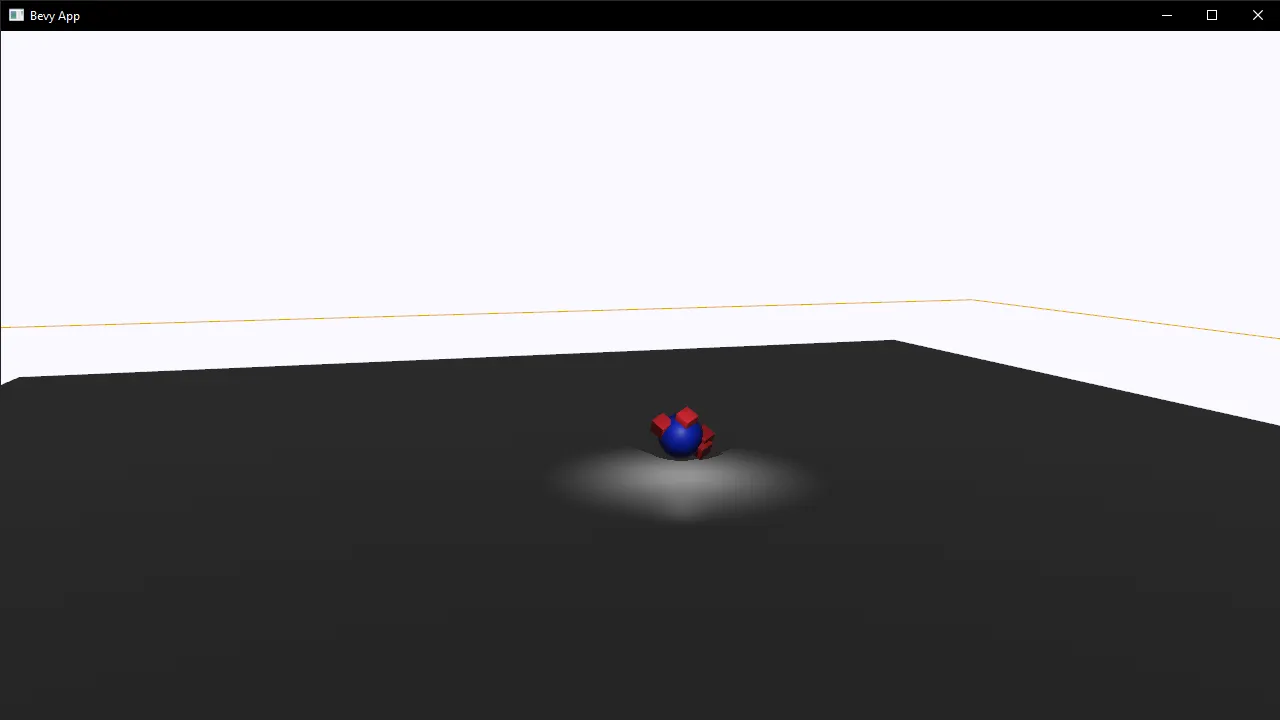 A screenshot of the game showing the ball with many cubes stuck to it