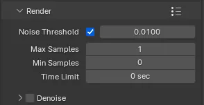 Render properties settings