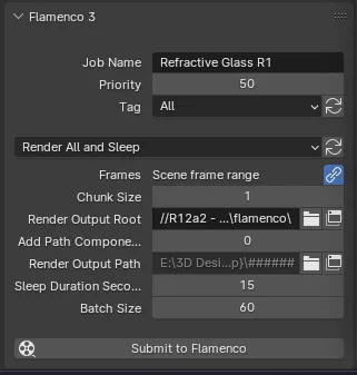 The Flamenco settings in the Output settings panel