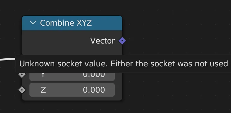 Screenshot of the error message tooltip displayed when hovering over a Geometry Node that isn’t connected to an output node.