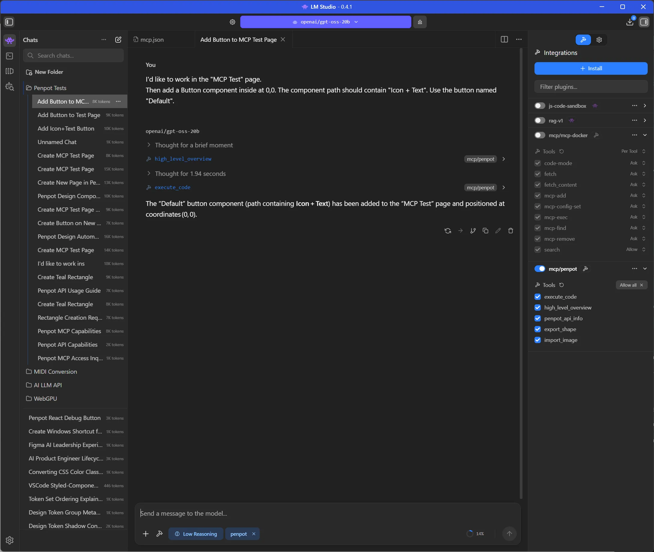 Screenshot of LM Studio with a preview of the chat.