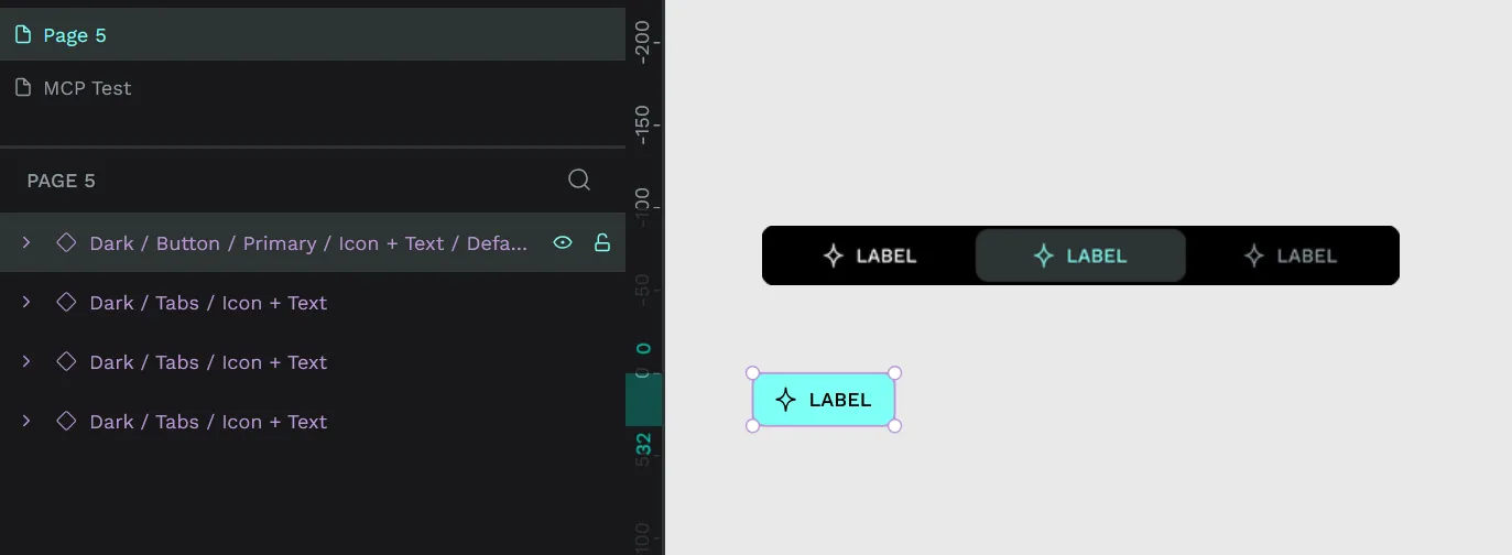 The Penpot file with the button added to it.