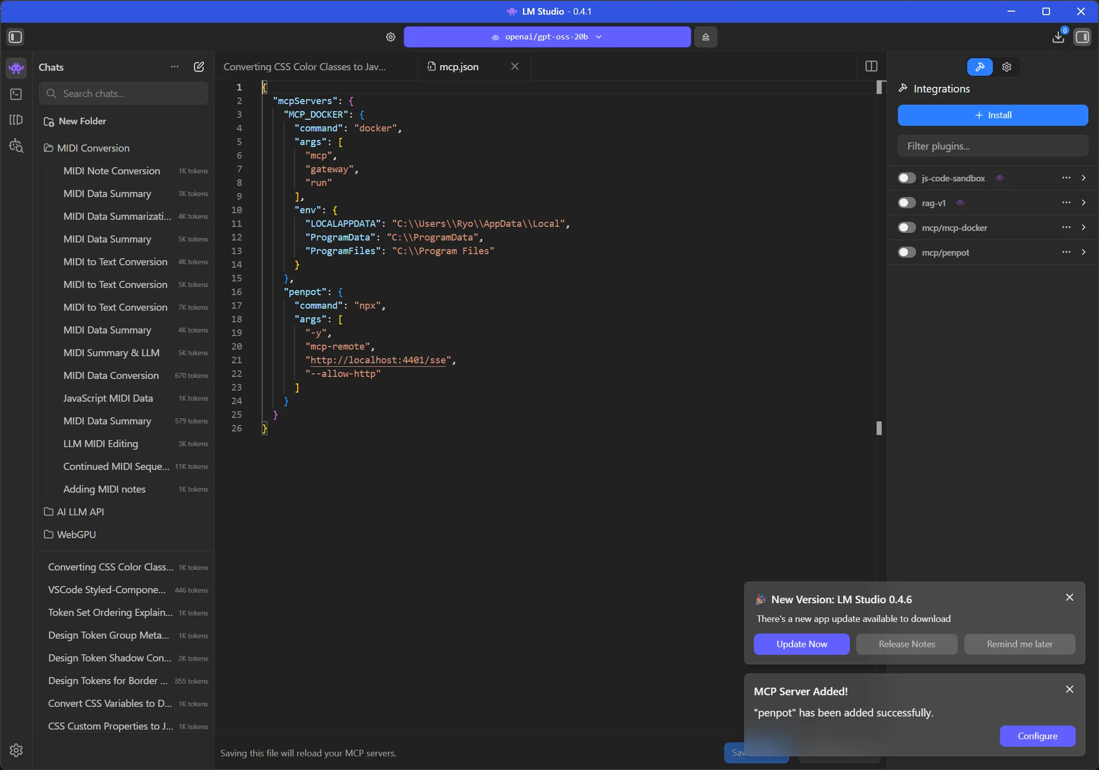 Closeup of the model settings in LM Studio