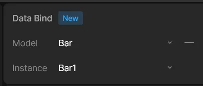 The Rive App's data bind panel