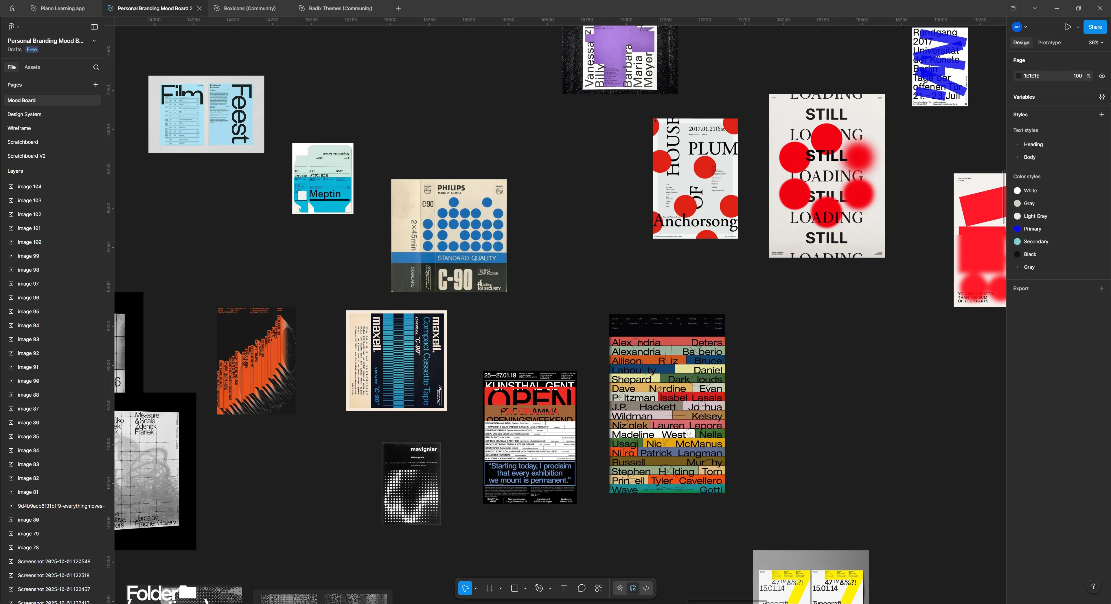 Closer zoom of the mood board