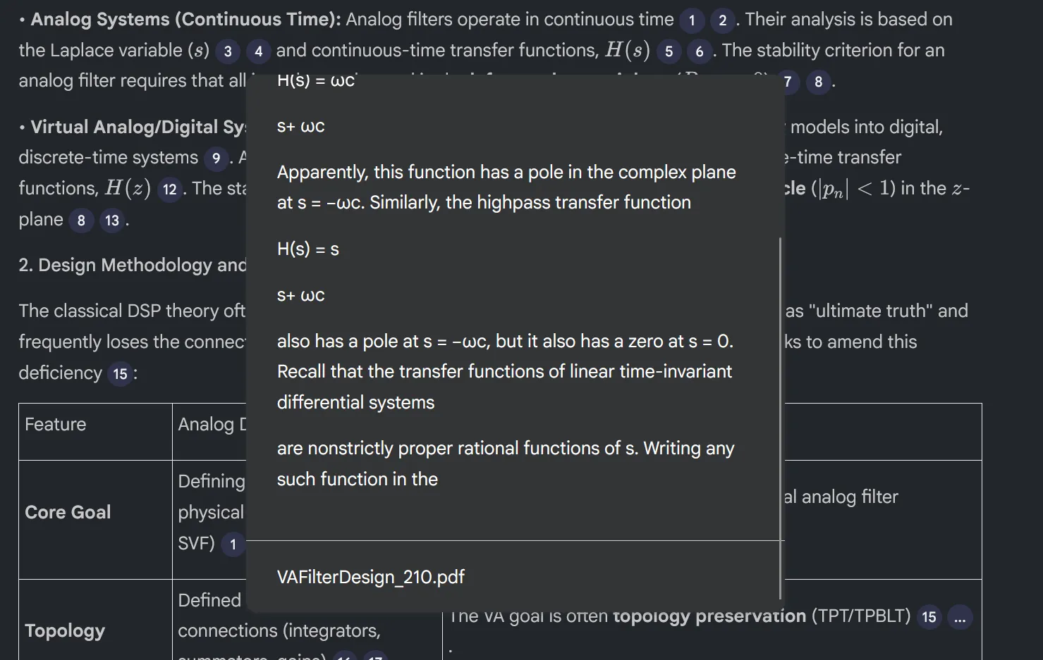 A tooltip in NotebookLM with a chunk of PDF text as a citation
