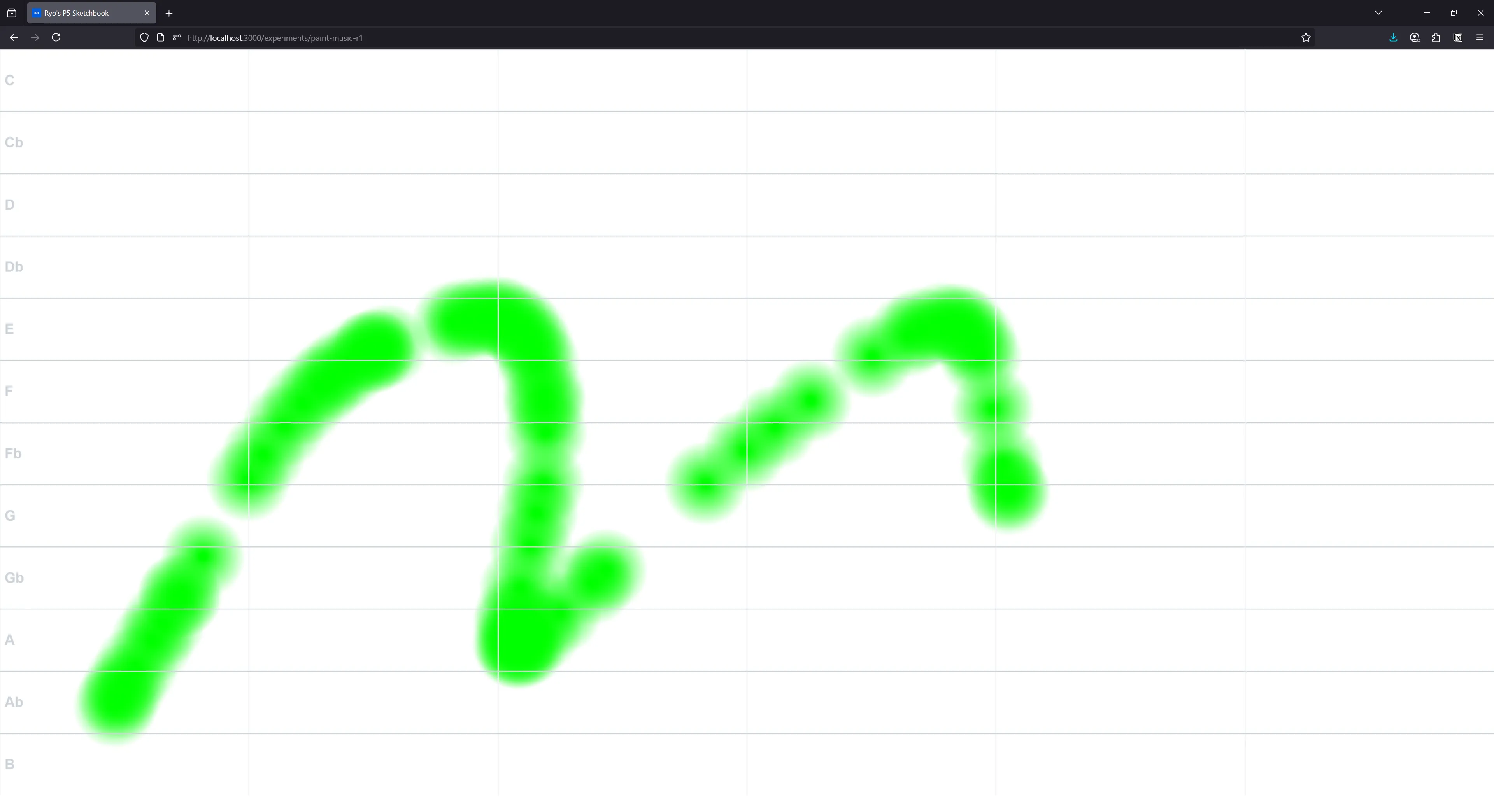 An example of the drawing app with the grid lines and piano labels