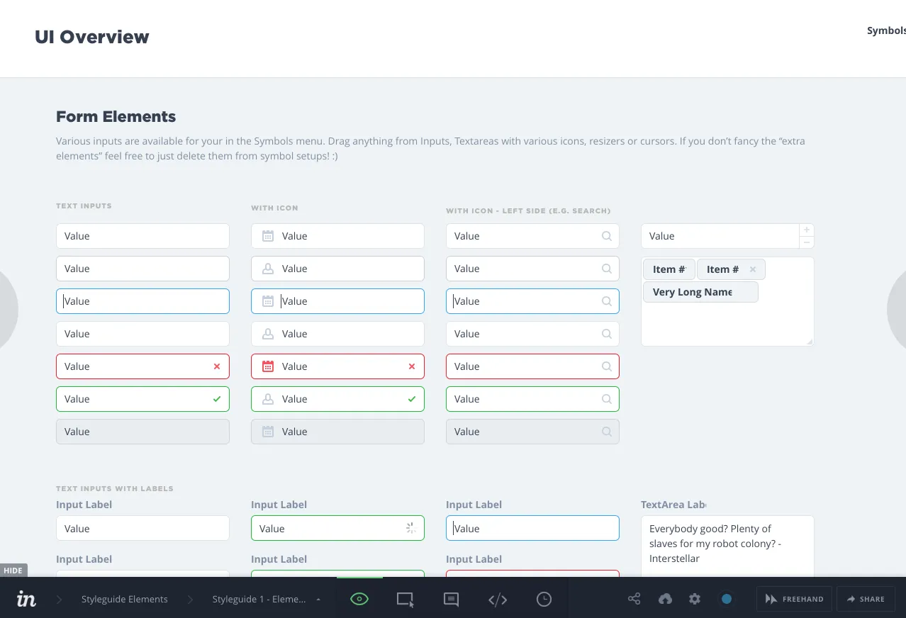 Invision prototyping interface