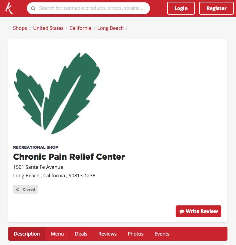 A screenshot of the Kushy frontend app running on Heroku