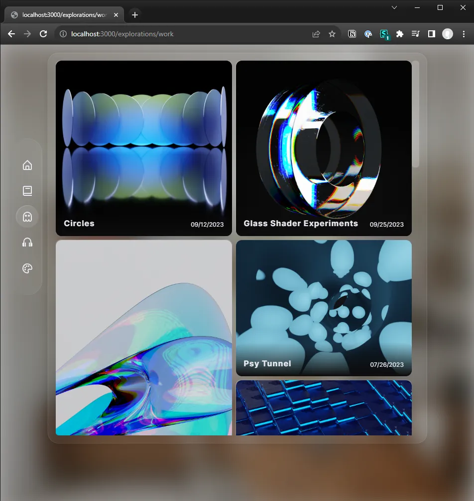 Early prototype of a simple masonry style portfolio layout