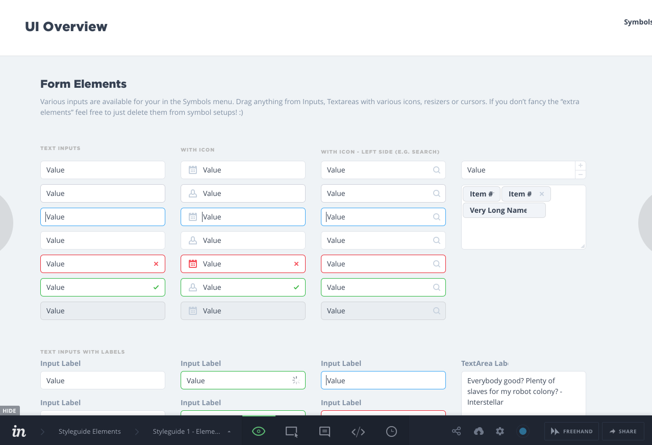 Invision prototyping interface