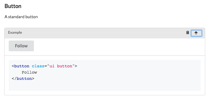 Code block component inside docs (shows code on left, live preview on right)