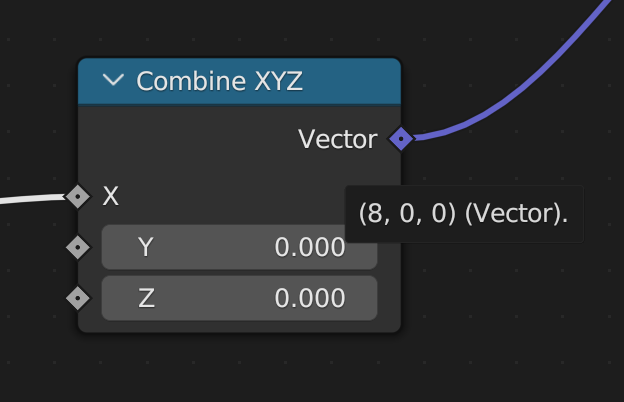 Screenshot of Blender UI in the Geometry Nodes showing a tooltip when hovering over a socket in a node