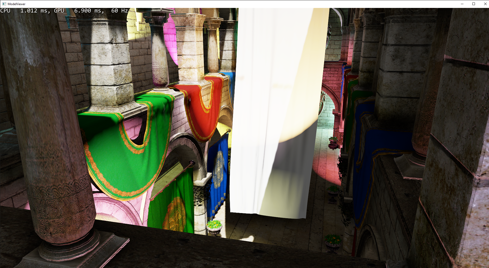 Screenshot of the MiniEngine DirectX 12 app rendering a Roman colosseum