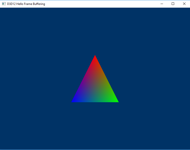 Screenshot of a native DirectX 12 app rendering a triangle