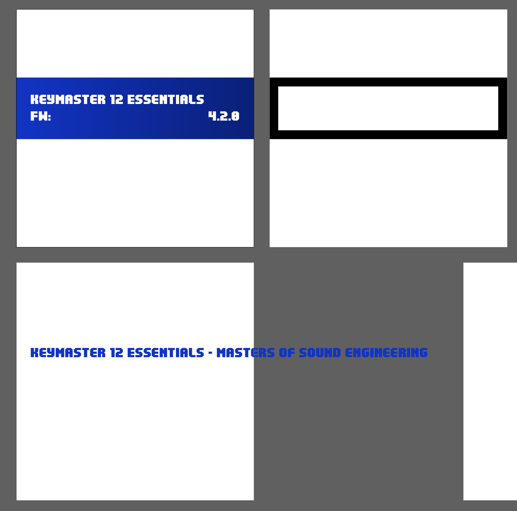 3 Illustrator artboards. The first is the full screen design, the second is a black inset border on the screen, and the last is an example of the text overflowing past the boundary of the artboard. 