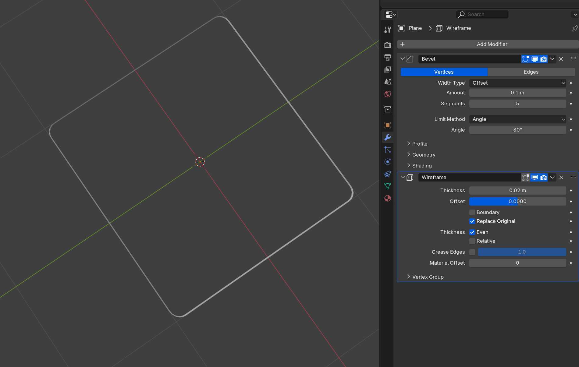 A stroked element made with a Plane mesh and a Wireframe modifier on it