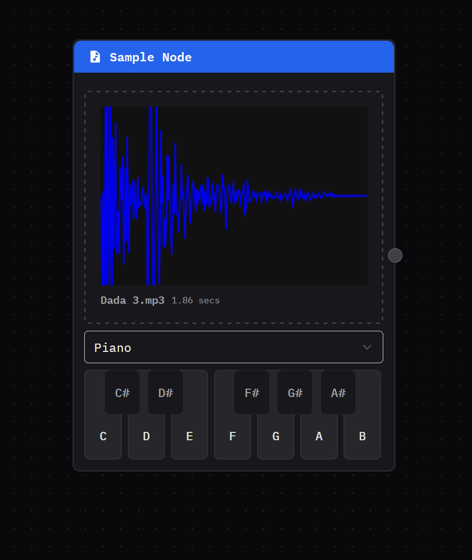 Web Audio Node Graph - Piano node